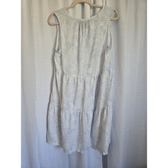 Tahari Women Medium Linen Sleeveless Floral Midi Sun Beach Dress Light Blue Boho - Picture 6 of 8